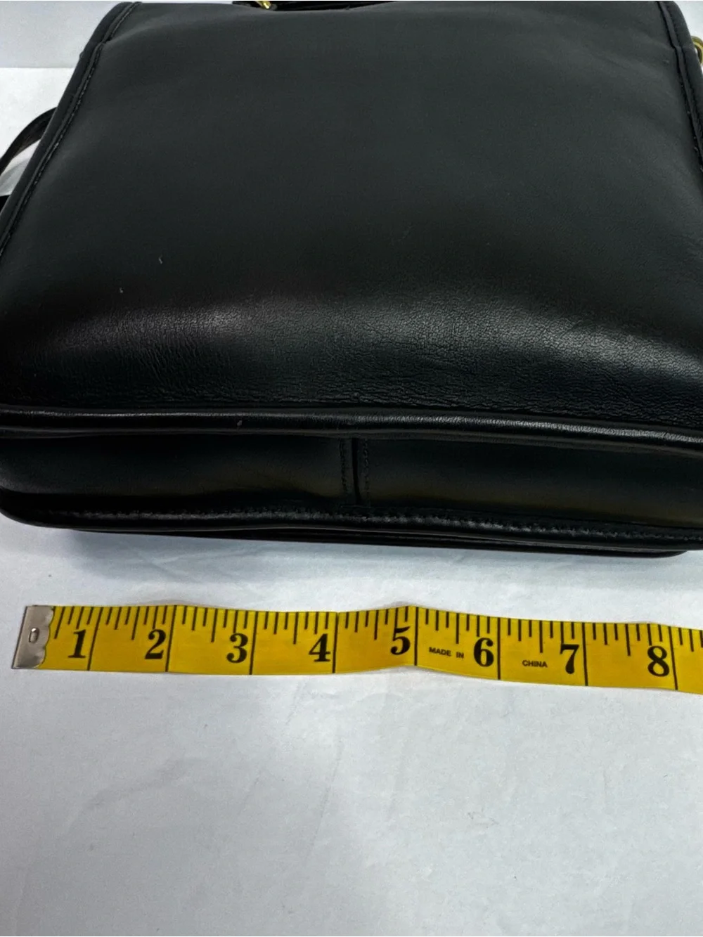 Vtg Coach Court Bag 9870 Black Leather Crossbody Top Handle Brass Hardware